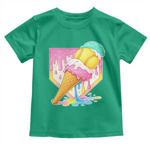 Softball Drip Toddler T Shirt Cute Softball Girls Ice Cream Drip Game Day TS10 Irish Green Print Your Wear