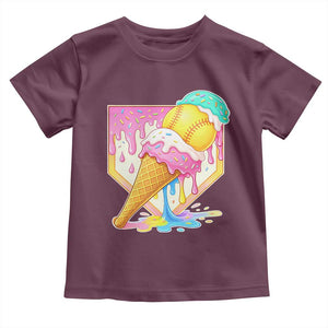 Softball Drip Toddler T Shirt Cute Softball Girls Ice Cream Drip Game Day TS10 Maroon Print Your Wear