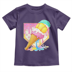 Softball Drip Toddler T Shirt Cute Softball Girls Ice Cream Drip Game Day TS10 Purple Print Your Wear