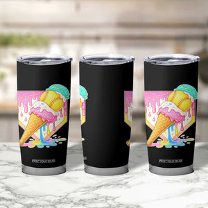 Softball Drip Tumbler Cup Cute Softball Girls Ice Cream Drip Game Day TS10 Print Your Wear