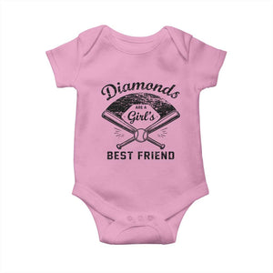 Softball Mom Gift Baby Onesie Diamonds Are A Girls Best Friend TS10 Light Pink Print Your Wear