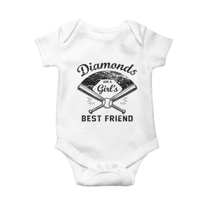 Softball Mom Gift Baby Onesie Diamonds Are A Girls Best Friend TS10 White Print Your Wear