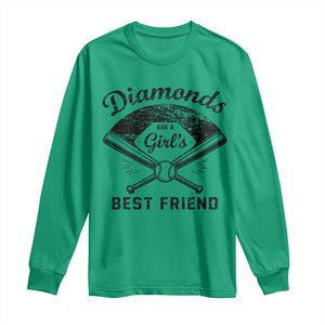 Softball Mom Gift Long Sleeve Shirt Diamonds Are A Girls Best Friend TS10 Irish Green Print Your Wear