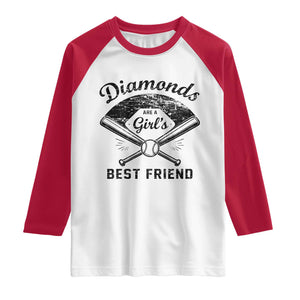 Softball Mom Gift Raglan Shirt Diamonds Are A Girls Best Friend TS10 White Red Print Your Wear