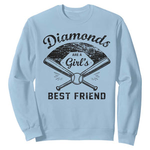 Softball Mom Gift Sweatshirt Diamonds Are A Girls Best Friend TS10 Light Blue Print Your Wear