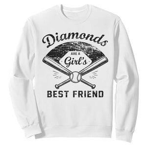 Softball Mom Gift Sweatshirt Diamonds Are A Girls Best Friend TS10 White Print Your Wear