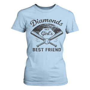 Softball Mom Gift T Shirt For Women Diamonds Are A Girls Best Friend TS10 Light Blue Print Your Wear