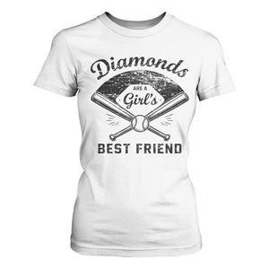Softball Mom Gift T Shirt For Women Diamonds Are A Girls Best Friend TS10 White Print Your Wear