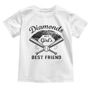 Softball Mom Gift Toddler T Shirt Diamonds Are A Girls Best Friend TS10 White Print Your Wear