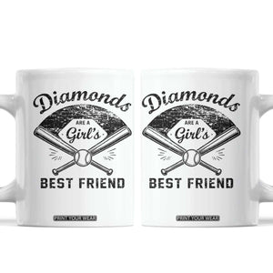 Softball Mom Gift Coffee Mug Diamonds Are A Girls Best Friend TS10 White Print Your Wear
