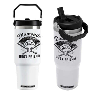Softball Mom Gift Flip Straw Tumbler Diamonds Are A Girls Best Friend TS10 One Size: 30 oz White Print Your Wear