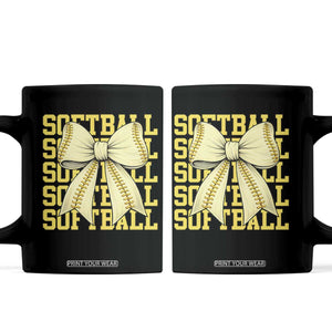 Softball Bow Coffee Mug Sister Sport Lovers Girls Team TS10 Black Print Your Wear