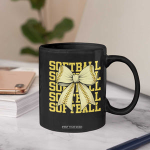 Softball Bow Coffee Mug Sister Sport Lovers Girls Team TS10 Print Your Wear