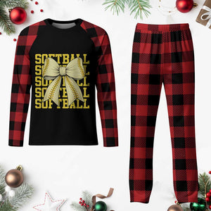 Softball Bow Plaid Pajama Set Sister Sport Lovers Girls Team TS10 Buffalo Plaid Print Your Wear