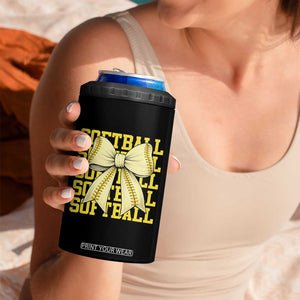 Softball Bow 4 in 1 Can Cooler Tumbler Sister Sport Lovers Girls Team TS10 Print Your Wear