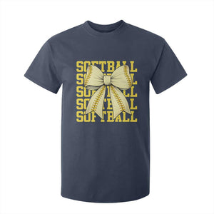 Softball Bow T Shirt For Kid Sister Sport Lovers Girls Team TS10 Navy Print Your Wear