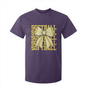 Softball Bow T Shirt For Kid Sister Sport Lovers Girls Team TS10 Purple Print Your Wear