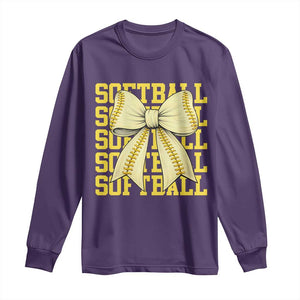 Softball Bow Long Sleeve Shirt Sister Sport Lovers Girls Team TS10 Purple Print Your Wear
