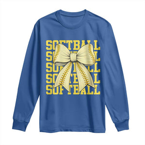 Softball Bow Long Sleeve Shirt Sister Sport Lovers Girls Team TS10 Royal Blue Print Your Wear