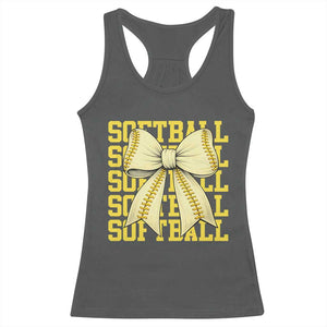 Softball Bow Racerback Tank Top Sister Sport Lovers Girls Team TS10 Dark Heather Print Your Wear