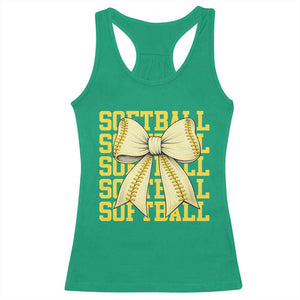 Softball Bow Racerback Tank Top Sister Sport Lovers Girls Team TS10 Irish Green Print Your Wear