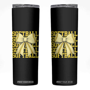 Softball Bow Skinny Tumbler Sister Sport Lovers Girls Team TS10 Black Print Your Wear