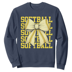 Softball Bow Sweatshirt Sister Sport Lovers Girls Team TS10 Navy Print Your Wear