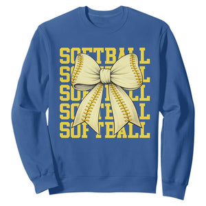 Softball Bow Sweatshirt Sister Sport Lovers Girls Team TS10 Royal Blue Print Your Wear