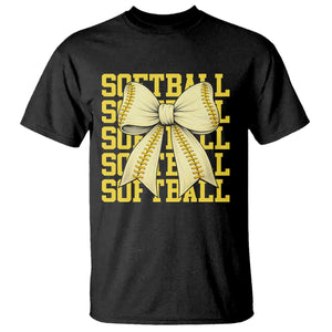 Softball Bow T Shirt Sister Sport Lovers Girls Team TS10 Black Print Your Wear