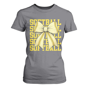 Softball Bow T Shirt For Women Sister Sport Lovers Girls Team TS10 Charcoal Print Your Wear