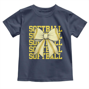 Softball Bow Toddler T Shirt Sister Sport Lovers Girls Team TS10 Navy Print Your Wear
