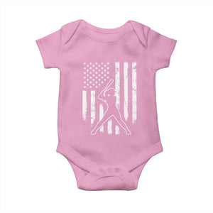 Vintage Patriotic Softball Baby Onesie Girls Baseball Softball Player American Flag TS10 Light Pink Print Your Wear