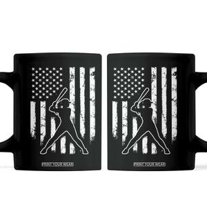 Vintage Patriotic Softball Coffee Mug Girls Baseball Softball Player American Flag TS10 Black Print Your Wear