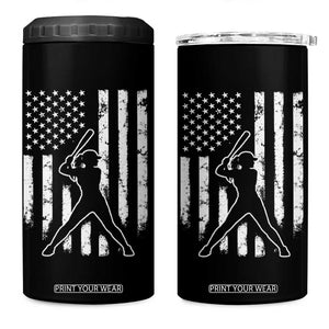 Vintage Patriotic Softball 4 in 1 Can Cooler Tumbler Girls Baseball Softball Player American Flag TS10 One Size: 16 oz Black Print Your Wear