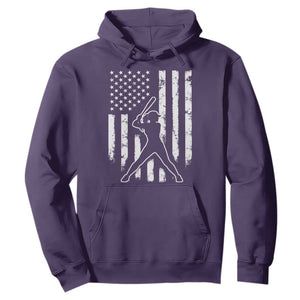 Vintage Patriotic Softball Hoodie Girls Baseball Softball Player American Flag TS10 Purple Print Your Wear