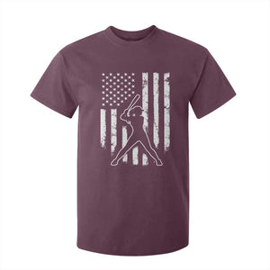 Vintage Patriotic Softball T Shirt For Kid Girls Baseball Softball Player American Flag TS10 Maroon Print Your Wear