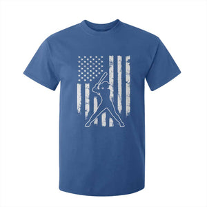 Vintage Patriotic Softball T Shirt For Kid Girls Baseball Softball Player American Flag TS10 Royal Blue Print Your Wear