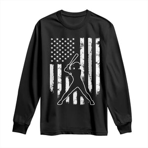 Vintage Patriotic Softball Long Sleeve Shirt Girls Baseball Softball Player American Flag TS10 Black Print Your Wear