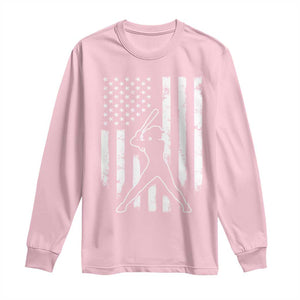 Vintage Patriotic Softball Long Sleeve Shirt Girls Baseball Softball Player American Flag TS10 Light Pink Print Your Wear