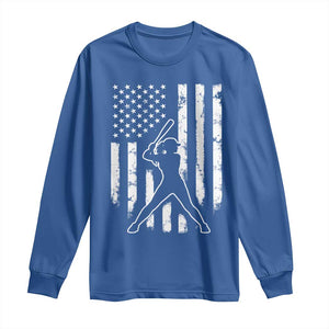 Vintage Patriotic Softball Long Sleeve Shirt Girls Baseball Softball Player American Flag TS10 Royal Blue Print Your Wear