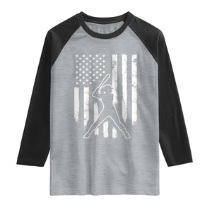 Vintage Patriotic Softball Raglan Shirt Girls Baseball Softball Player American Flag TS10 Heather Gray Black Print Your Wear