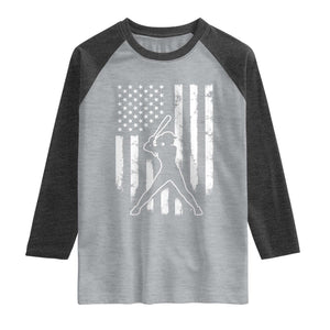 Vintage Patriotic Softball Raglan Shirt Girls Baseball Softball Player American Flag TS10 Heather Gray Heather Charcoal Print Your Wear