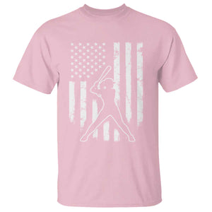 Vintage Patriotic Softball T Shirt Girls Baseball Softball Player American Flag TS10 Light Pink Print Your Wear