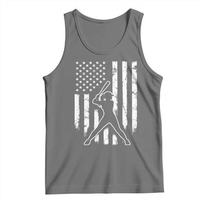 Vintage Patriotic Softball Tank Top Girls Baseball Softball Player American Flag TS10 Black Heather Print Your Wear