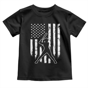Vintage Patriotic Softball Toddler T Shirt Girls Baseball Softball Player American Flag TS10 Black Print Your Wear