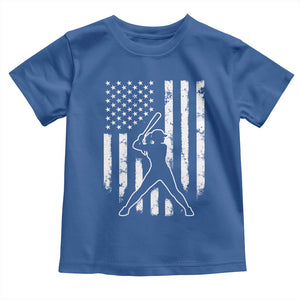 Vintage Patriotic Softball Toddler T Shirt Girls Baseball Softball Player American Flag TS10 Royal Blue Print Your Wear