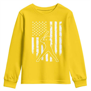 Vintage Patriotic Softball Youth Sweatshirt Girls Baseball Softball Player American Flag TS10 Daisy Print Your Wear