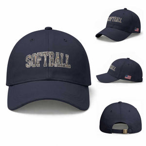 Camo Softball Baseball Cap Vintage Camouflage Softball Varsity Game Day TS10 Baseball Cap Universal Fit Navy Print Your Wear