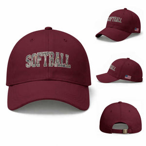 Camo Softball Baseball Cap Vintage Camouflage Softball Varsity Game Day TS10 Baseball Cap Universal Fit Maroon Print Your Wear