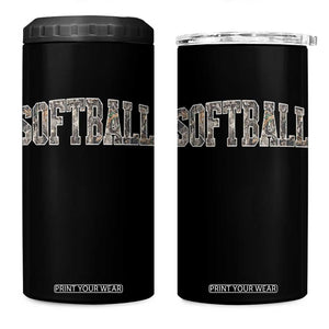 Camo Softball 4 in 1 Can Cooler Tumbler Vintage Camouflage Softball Varsity Game Day TS10 One Size: 16 oz Black Print Your Wear
